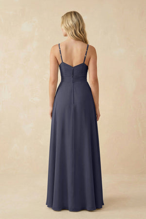 Sweetheart A - Line Pleated Chiffon Bridesmaid Dress in Dusk Blue - SHE IS ME Bridesmaid Dresses