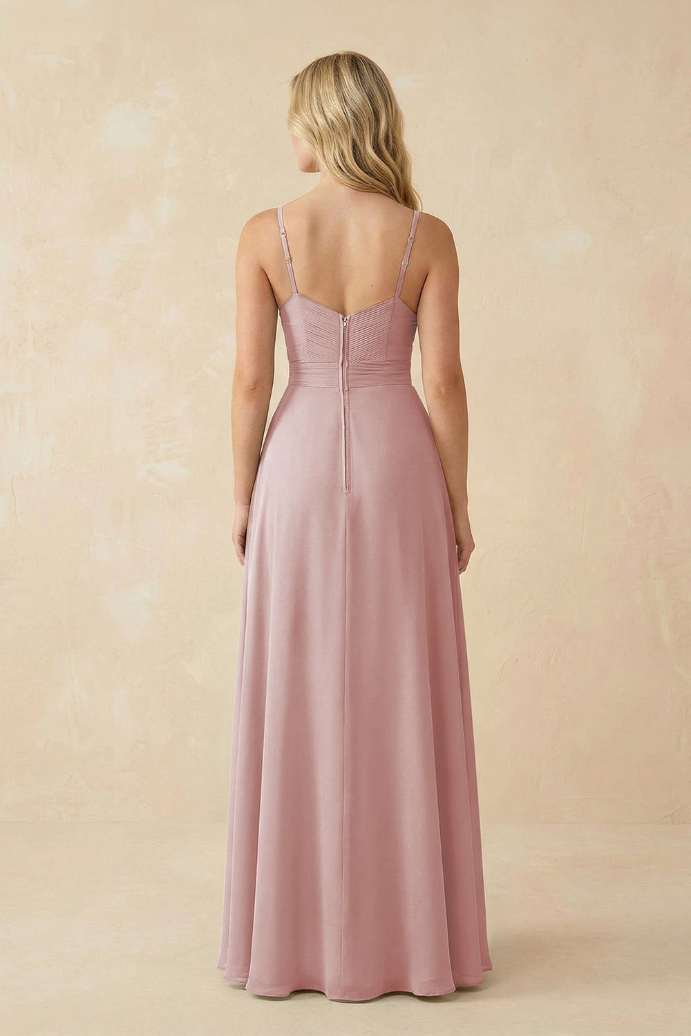 Sweetheart A - Line Pleated Chiffon Bridesmaid Dress in Dusty Rose - KISS BRIDAL Bridesmaid Dresses