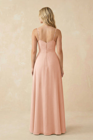 Sweetheart A - Line Pleated Chiffon Bridesmaid Dress in English Rose - SHE IS ME Bridesmaid Dresses