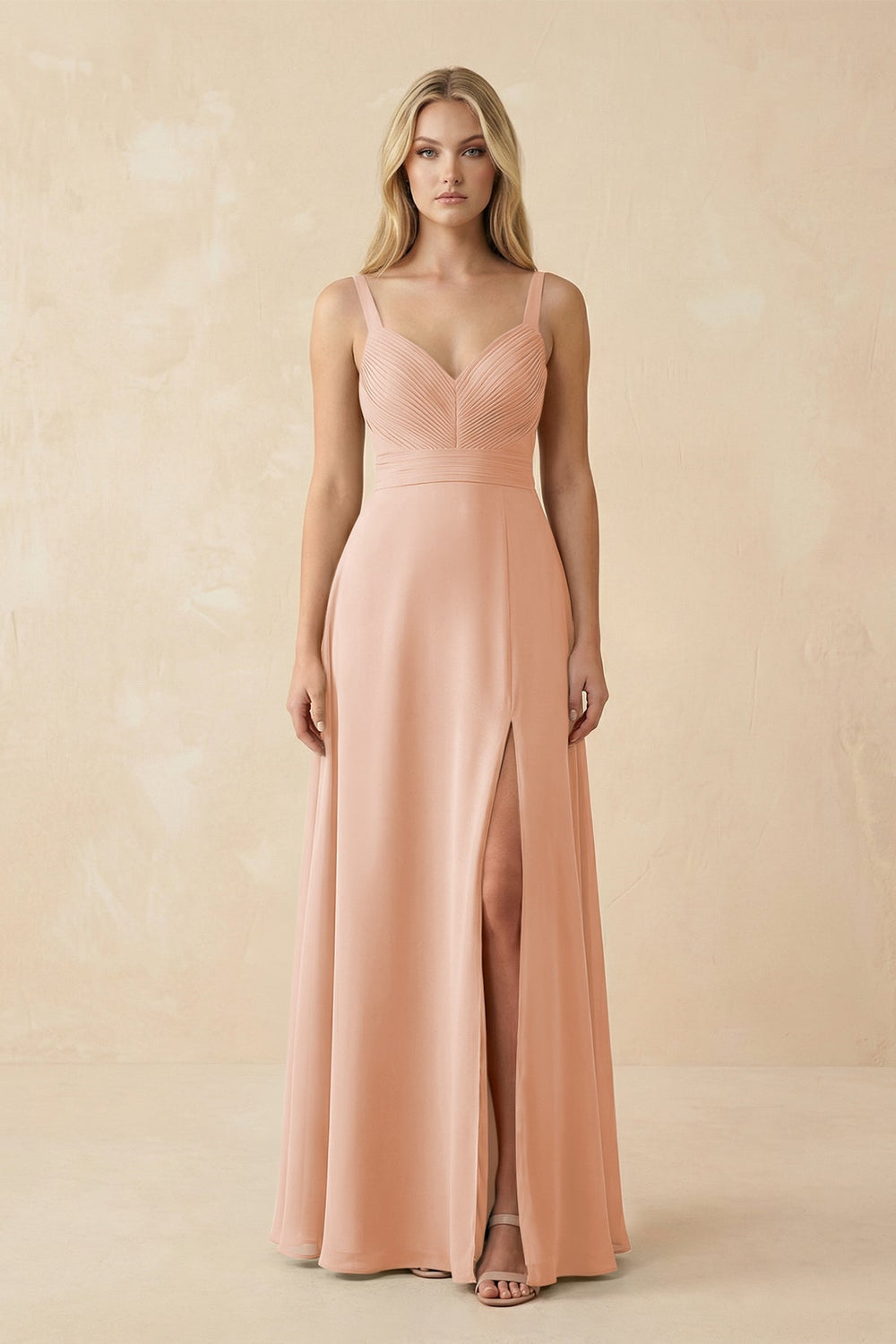 Sweetheart A - Line Pleated Chiffon Bridesmaid Dress in English Rose - KISS BRIDAL Bridesmaid Dresses
