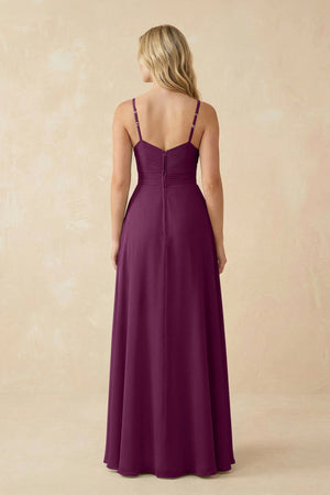 Sweetheart A - Line Pleated Chiffon Bridesmaid Dress in Fig - SHE IS ME Bridesmaid Dresses