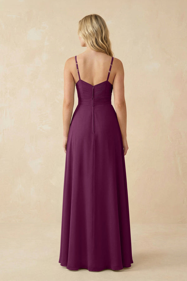 Sweetheart A - Line Pleated Chiffon Bridesmaid Dress in Fig - SHE IS ME Bridesmaid Dresses
