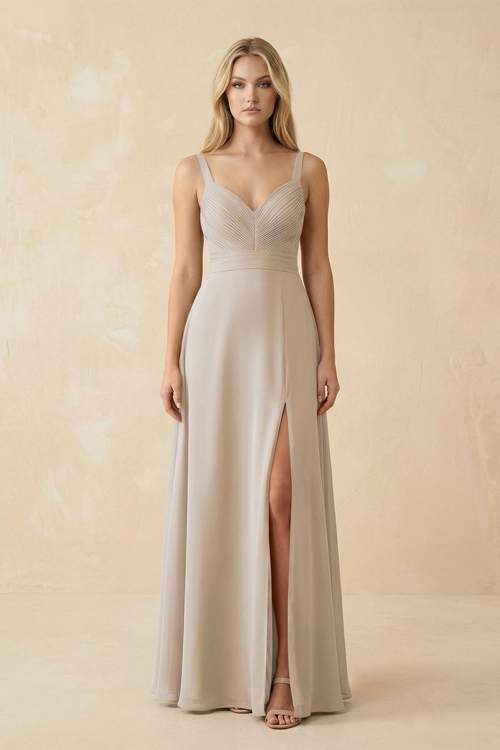 Sweetheart A - Line Pleated Chiffon Bridesmaid Dress in Frost - KISS BRIDAL Bridesmaid Dresses