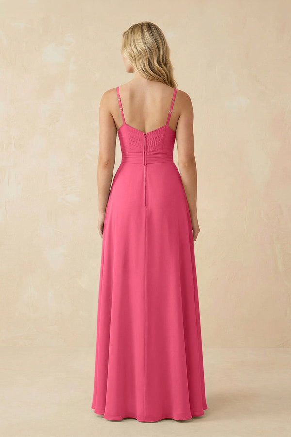 Sweetheart A - Line Pleated Chiffon Bridesmaid Dress in Fuchsia - SHE IS ME Bridesmaid Dresses