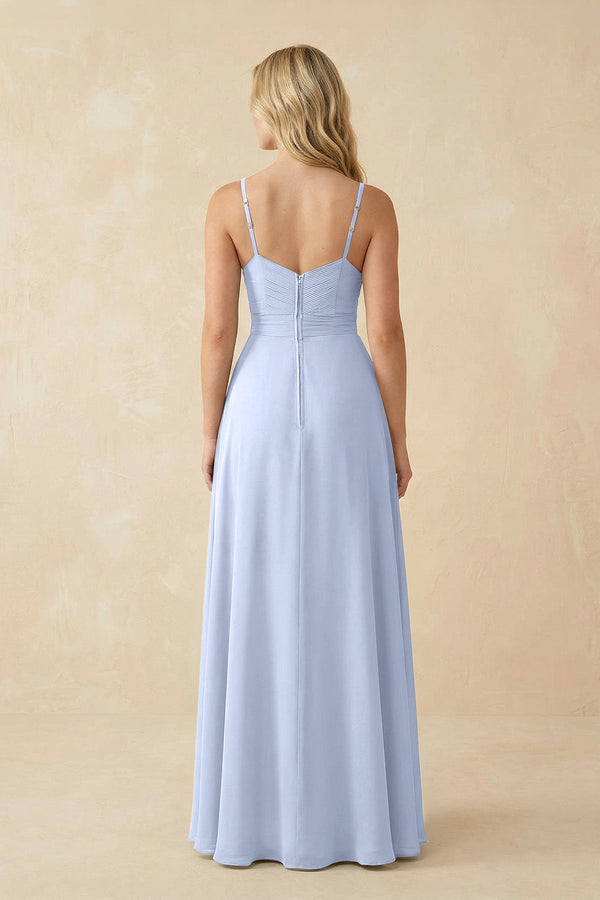 Sweetheart A - Line Pleated Chiffon Bridesmaid Dress in Ice - SHE IS ME Bridesmaid Dresses