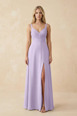 Sweetheart A - Line Pleated Chiffon Bridesmaid Dress in Lavender - KISS BRIDAL Bridesmaid Dresses