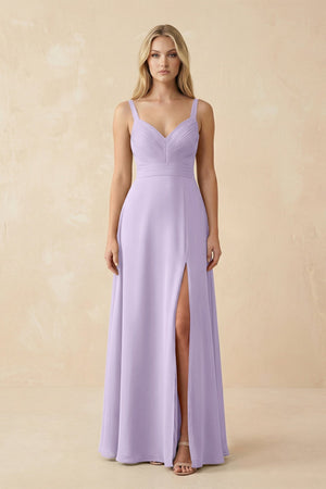 Sweetheart A - Line Pleated Chiffon Bridesmaid Dress in Lavender - SHE IS ME Bridesmaid Dresses