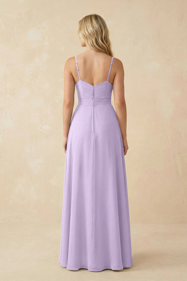 Sweetheart A - Line Pleated Chiffon Bridesmaid Dress in Lavender - SHE IS ME Bridesmaid Dresses