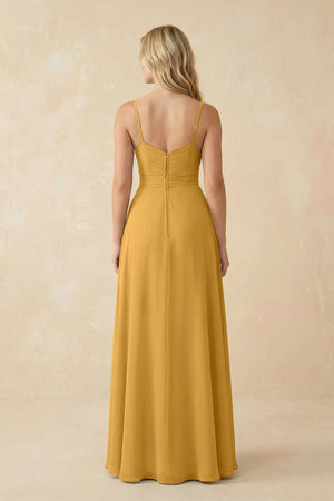 Sweetheart A - Line Pleated Chiffon Bridesmaid Dress in Marigold - SHE IS ME Bridesmaid Dresses