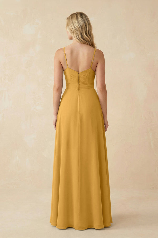 Sweetheart A - Line Pleated Chiffon Bridesmaid Dress in Marigold - SHE IS ME Bridesmaid Dresses
