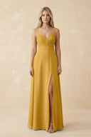 Sweetheart A - Line Pleated Chiffon Bridesmaid Dress in Marigold - SHE IS ME Bridesmaid Dresses