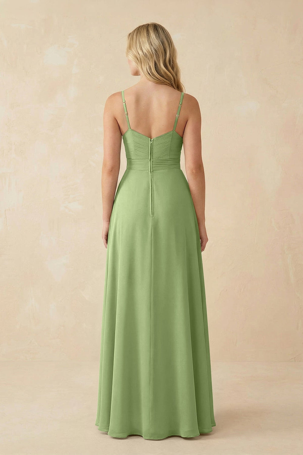 Sweetheart A - Line Pleated Chiffon Bridesmaid Dress in Matcha - KISS BRIDAL Bridesmaid Dresses