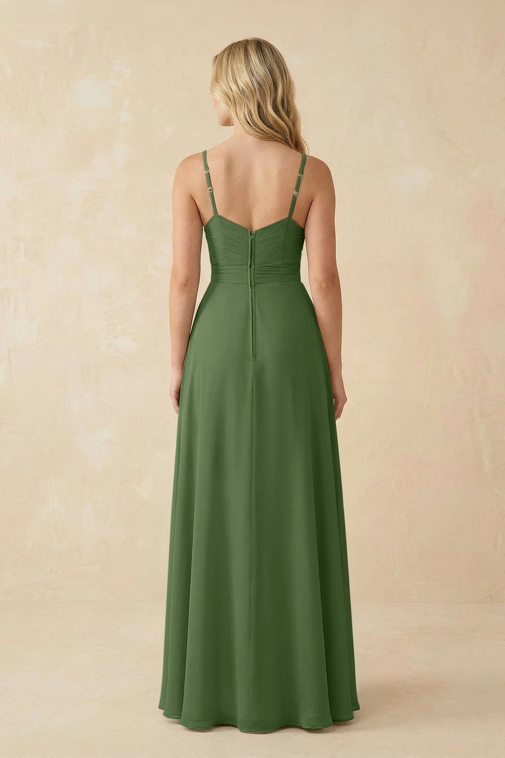 Sweetheart A - Line Pleated Chiffon Bridesmaid Dress in Moss - KISS BRIDAL Bridesmaid Dresses