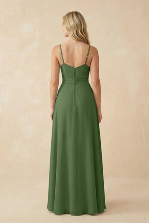 Sweetheart A - Line Pleated Chiffon Bridesmaid Dress in Moss - SHE IS ME Bridesmaid Dresses