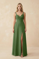 Sweetheart A - Line Pleated Chiffon Bridesmaid Dress in Moss - SHE IS ME Bridesmaid Dresses