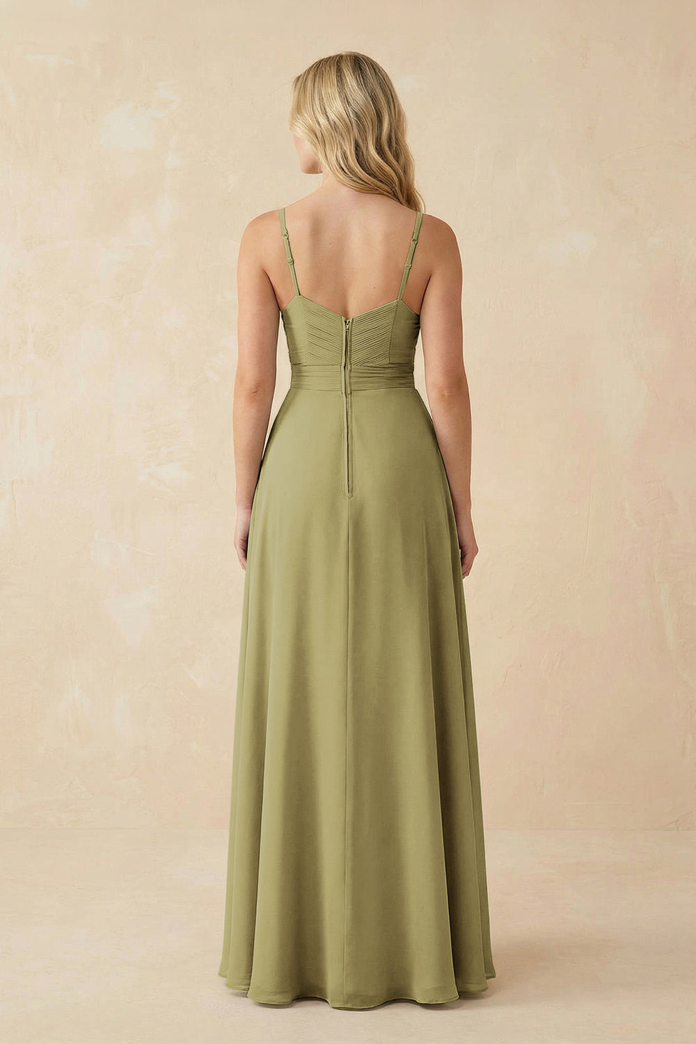 Sweetheart A-Line Pleated Chiffon Bridesmaid Dress in Moss Green