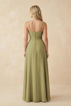 Sweetheart A-Line Pleated Chiffon Bridesmaid Dress in Moss Green (2) | KISSBRIDAL
