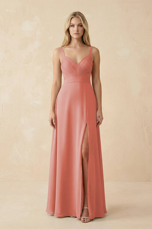 Sweetheart A - Line Pleated Chiffon Bridesmaid Dress in Mulberry - SHE IS ME Bridesmaid Dresses