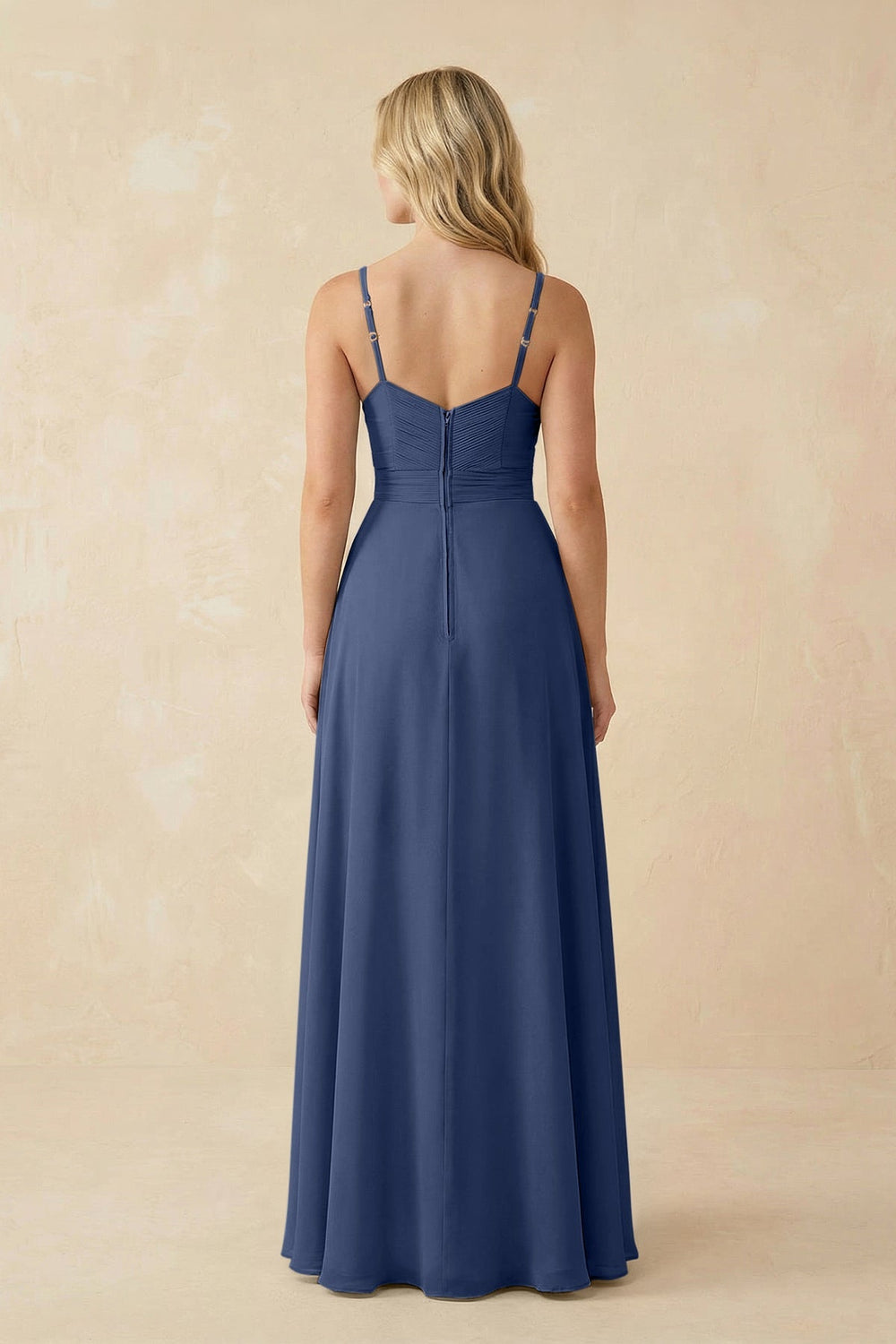 Sweetheart A - Line Pleated Chiffon Bridesmaid Dress in Navy - KISS BRIDAL Bridesmaid Dresses