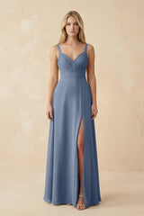 Sweetheart A - Line Pleated Chiffon Bridesmaid Dress in Neptune - KISS BRIDAL Bridesmaid Dresses