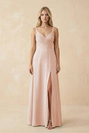 Sweetheart A - Line Pleated Chiffon Bridesmaid Dress in Pale Blush - SHE IS ME Bridesmaid Dresses