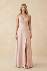 Sweetheart A - Line Pleated Chiffon Bridesmaid Dress in Pale Blush - KISS BRIDAL Bridesmaid Dresses