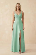 Sweetheart A - Line Pleated Chiffon Bridesmaid Dress in Pale Pistachio - SHE IS ME Bridesmaid Dresses