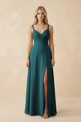 Sweetheart A - Line Pleated Chiffon Bridesmaid Dress in Pine - KISS BRIDAL Bridesmaid Dresses