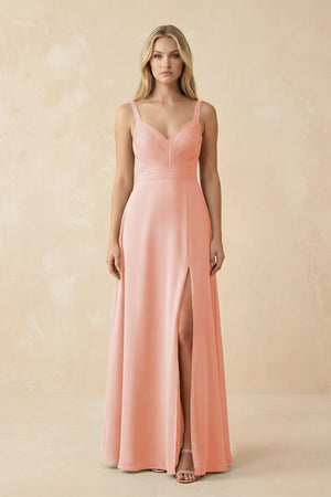 Sweetheart A - Line Pleated Chiffon Bridesmaid Dress in Rose Petal - SHE IS ME Bridesmaid Dresses