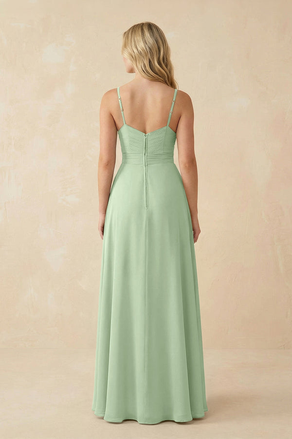 Sweetheart A - Line Pleated Chiffon Bridesmaid Dress in Sage - SHE IS ME Bridesmaid Dresses