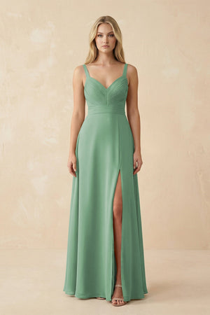 Sweetheart A - Line Pleated Chiffon Bridesmaid Dress in Sea Glass - SHE IS ME Bridesmaid Dresses