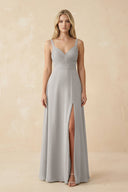 Sweetheart A - Line Pleated Chiffon Bridesmaid Dress in Silver - SHE IS ME Bridesmaid Dresses