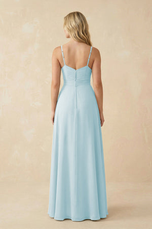 Sweetheart A - Line Pleated Chiffon Bridesmaid Dress in Sky Blue - SHE IS ME Bridesmaid Dresses
