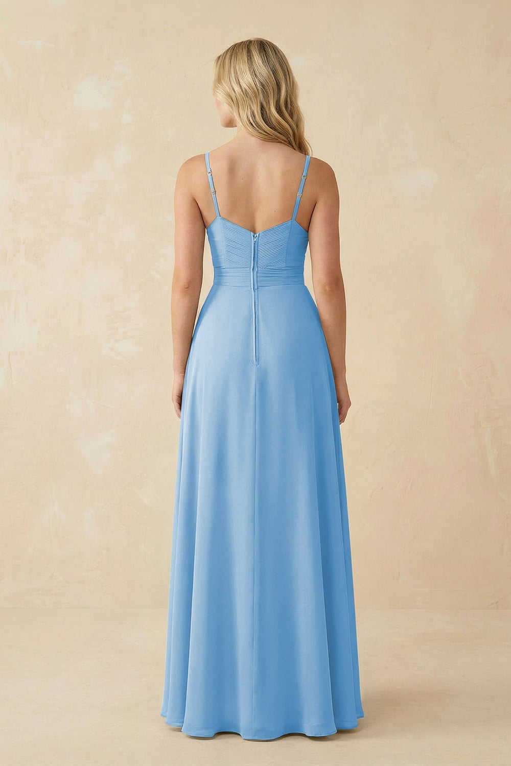 Sweetheart A - Line Pleated Chiffon Bridesmaid Dress in Steel Blue - KISS BRIDAL Bridesmaid Dresses