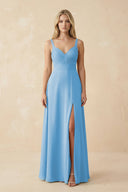 Sweetheart A - Line Pleated Chiffon Bridesmaid Dress in Steel Blue - SHE IS ME Bridesmaid Dresses