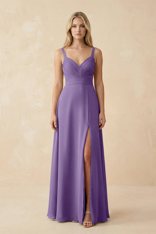 Sweetheart A - Line Pleated Chiffon Bridesmaid Dress in Tahiti - SHE IS ME Bridesmaid Dresses