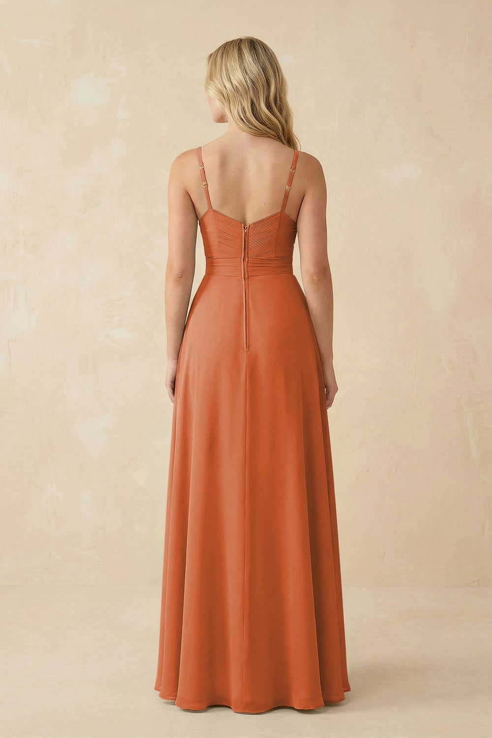 Sweetheart A - Line Pleated Chiffon Bridesmaid Dress in Terracotta - KISS BRIDAL Bridesmaid Dresses