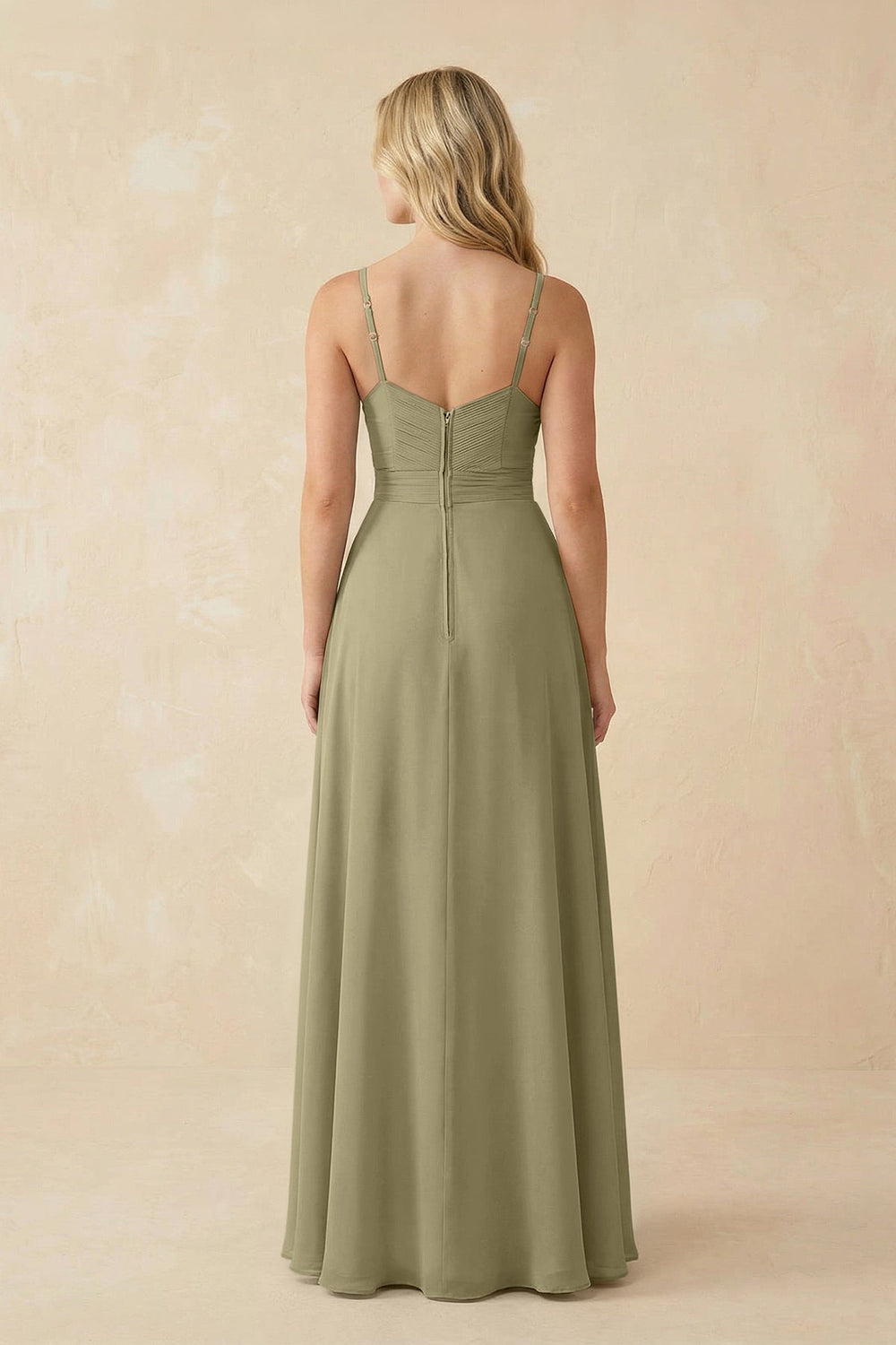 Sweetheart A - Line Pleated Chiffon Bridesmaid Dress in Thyme - KISS BRIDAL Bridesmaid Dresses