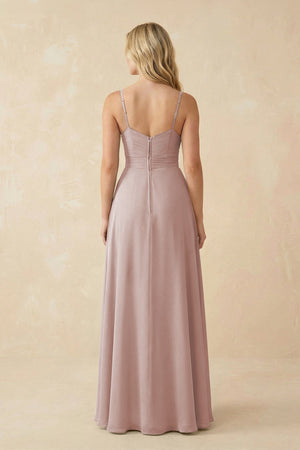 Sweetheart A - Line Pleated Chiffon Bridesmaid Dress in Toffee - SHE IS ME Bridesmaid Dresses