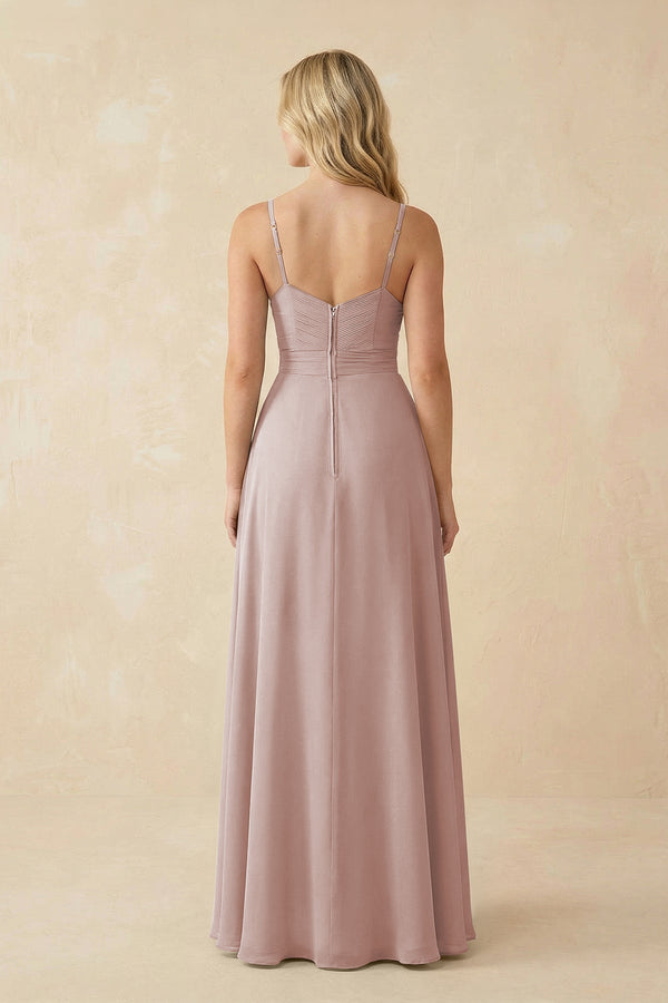 Sweetheart A - Line Pleated Chiffon Bridesmaid Dress in Toffee - SHE IS ME Bridesmaid Dresses