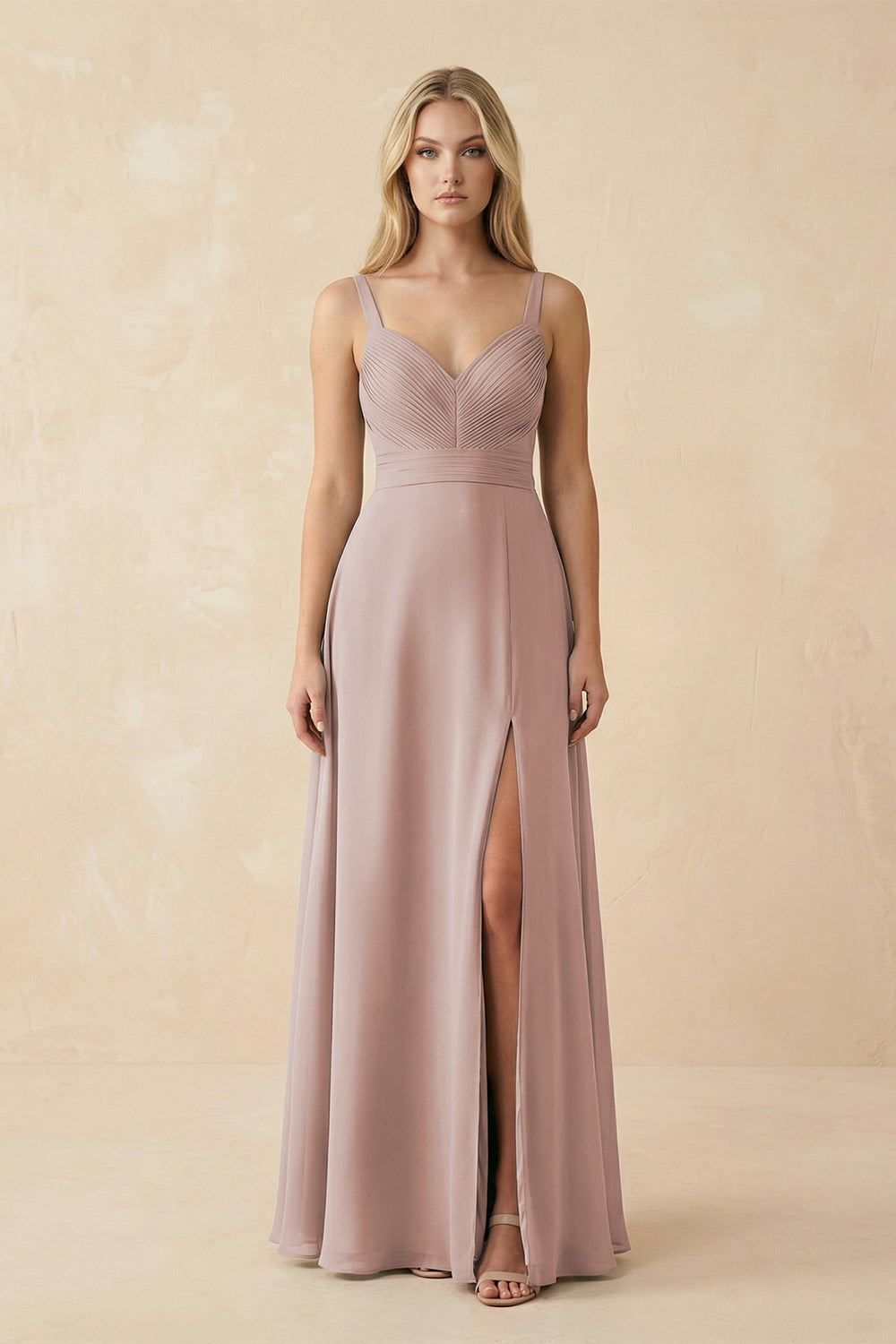 Sweetheart A-Line Pleated Chiffon Bridesmaid Dress in Toffee