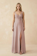 Sweetheart A-Line Pleated Chiffon Bridesmaid Dress in Toffee | KISSBRIDAL