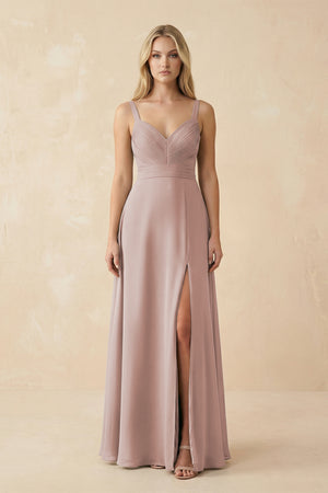 Sweetheart A-Line Pleated Chiffon Bridesmaid Dress in Toffee | KISSBRIDAL