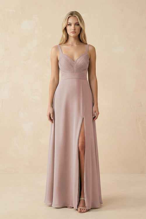 Sweetheart A-Line Pleated Chiffon Bridesmaid Dress in Toffee | KISSBRIDAL