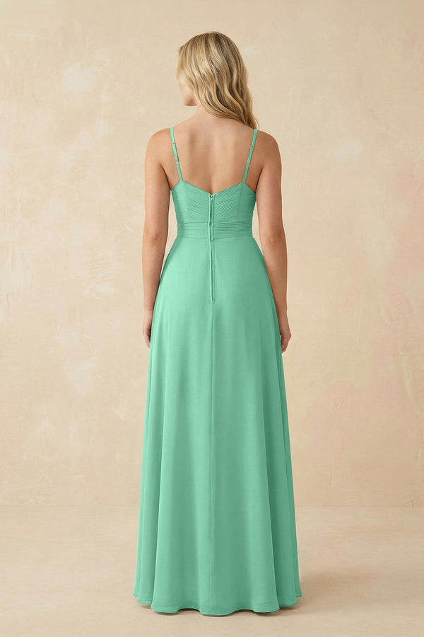 Sweetheart A - Line Pleated Chiffon Bridesmaid Dress in Turquoise - SHE IS ME Bridesmaid Dresses