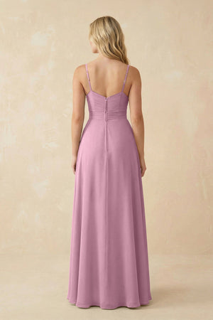 Sweetheart A - Line Pleated Chiffon Bridesmaid Dress in Vintage Mauve - SHE IS ME Bridesmaid Dresses