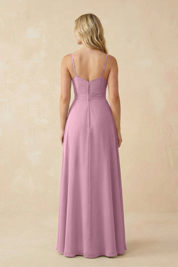 Sweetheart A - Line Pleated Chiffon Bridesmaid Dress in Vintage Mauve - SHE IS ME Bridesmaid Dresses