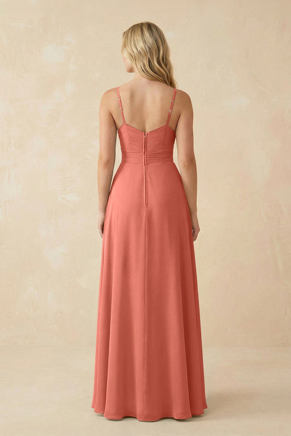 Sweetheart A - Line Pleated Chiffon Bridesmaid Dress in Wild Rose - SHE IS ME Bridesmaid Dresses