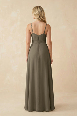 Sweetheart A - Line Pleated Chiffon Bridesmaid Dress in Willow Green - SHE IS ME Bridesmaid Dresses