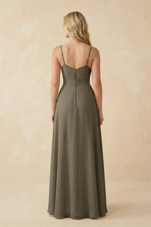 Sweetheart A - Line Pleated Chiffon Bridesmaid Dress in Willow Green - SHE IS ME Bridesmaid Dresses